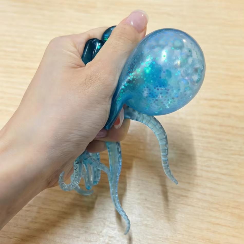 Glitzer Kraken Taba Squishy Zucker Stressball für Kinder Niedliche Tiere Knet-Fidget-Spielzeug Squishy Ozean Sensorisches Dekompressions-Geschenk