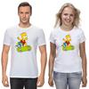 The Simpsons,Homer,Marge,Bart,Lisa Figure, Short Sleeve White-Black Men's / Women's T-Shirt P106