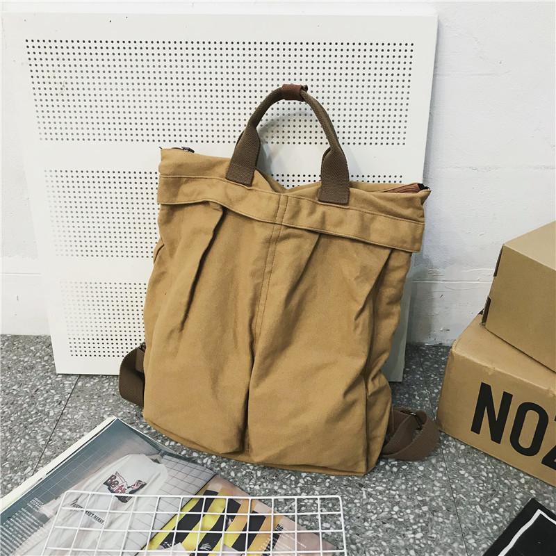 Backpack Women Canvas Solid Softback Zipper School Bag Softback Casual Vintage High-Capacity Backpack UNISEX Handbag Harajuku