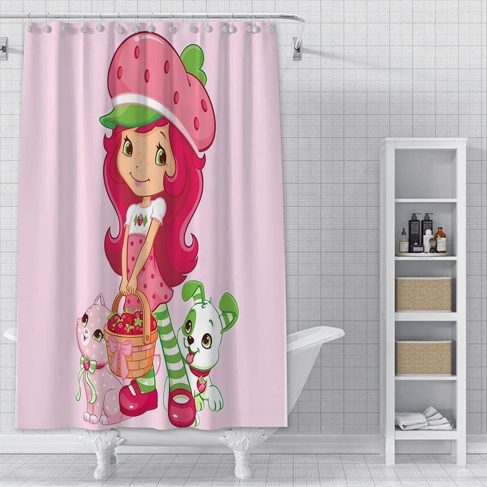 Duschvorhang Wasserdichtes Polyestergewebe Farbe Bunt Badezimmervorhänge Erdbeere Schatz Zuhause Badezimmerdeko Mit Haken