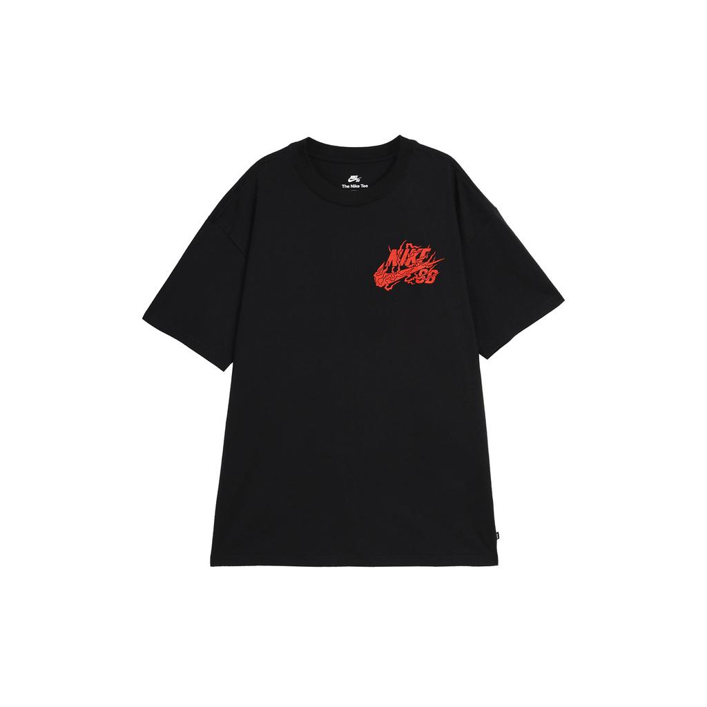 Nike Dragon Year CNY Series Woodcut Print Pattern Round Neck Short Sleeve Skateboard American Retro T-Shirt Men Tops Black FQ3720-010