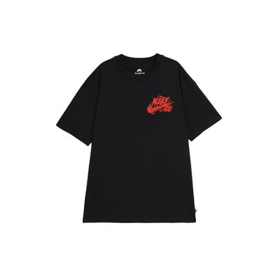 Ano do Dragão Série CNY Estampa em Xilogravura Padrão Gola Redonda Manga Curta Skate Retro Americano Camiseta Masculina Tops Preto FQ3720-010