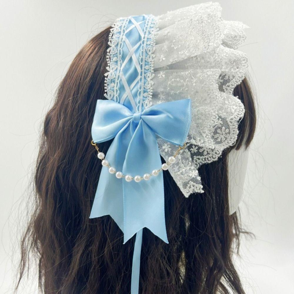 Pearl Lolita Lace Headband Sweet Lolita Hair Clip Cute Maid Cosplay Headdress  Cosplay