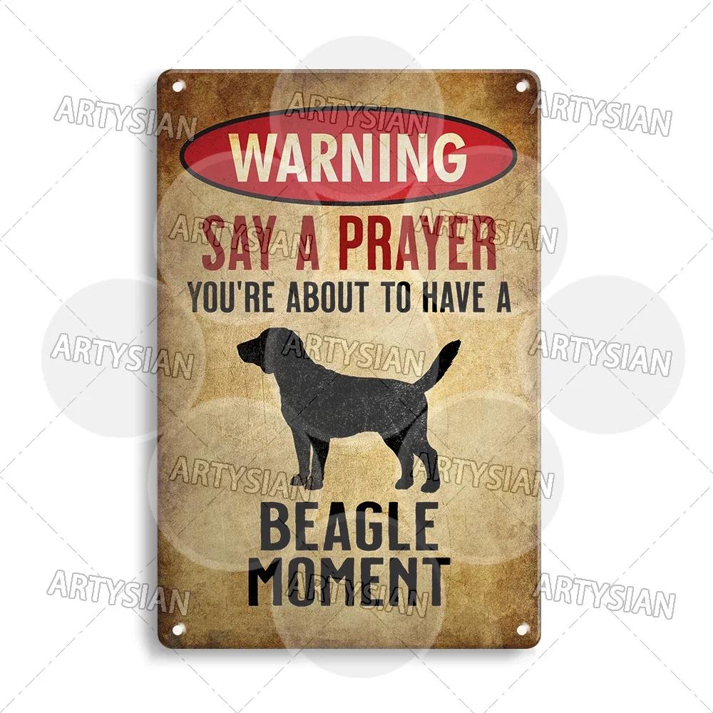 Beware Of Dog Warning Metal Sign Setter Aussie Corso Frenchie Labrador Poodle Bulldog Beagle Shorthaired Pointer GSP Lab Plaque