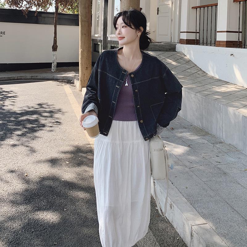 

Women s Lace Patchwork Denim Jacket - Spring 2025 Fashion L (110-120 Jin) синій