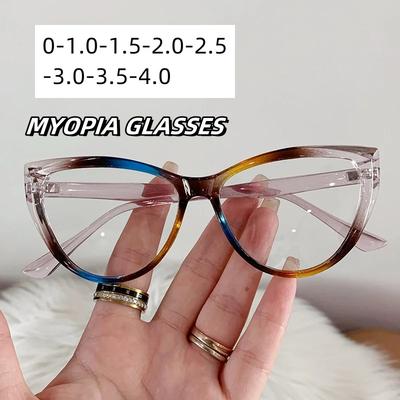 Männer Frauen Vintage Cat Eye Myopie Brille Blaulichtblockierende Nahsichtbrille Ultraleichte Kurzsichtigkeitsbrille 0 bis -4,0