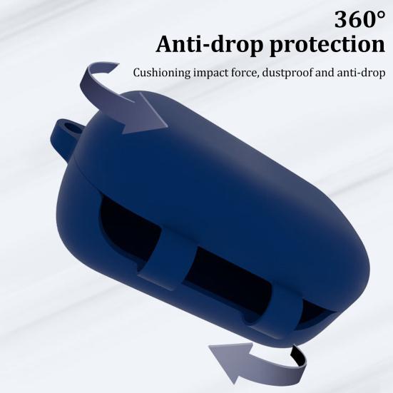 Earphone Case Dust-proof Bluetooth-compatible Earbuds Soft Silicone Cover with Carabiner for SENNHEISER MOMENTUM True 2