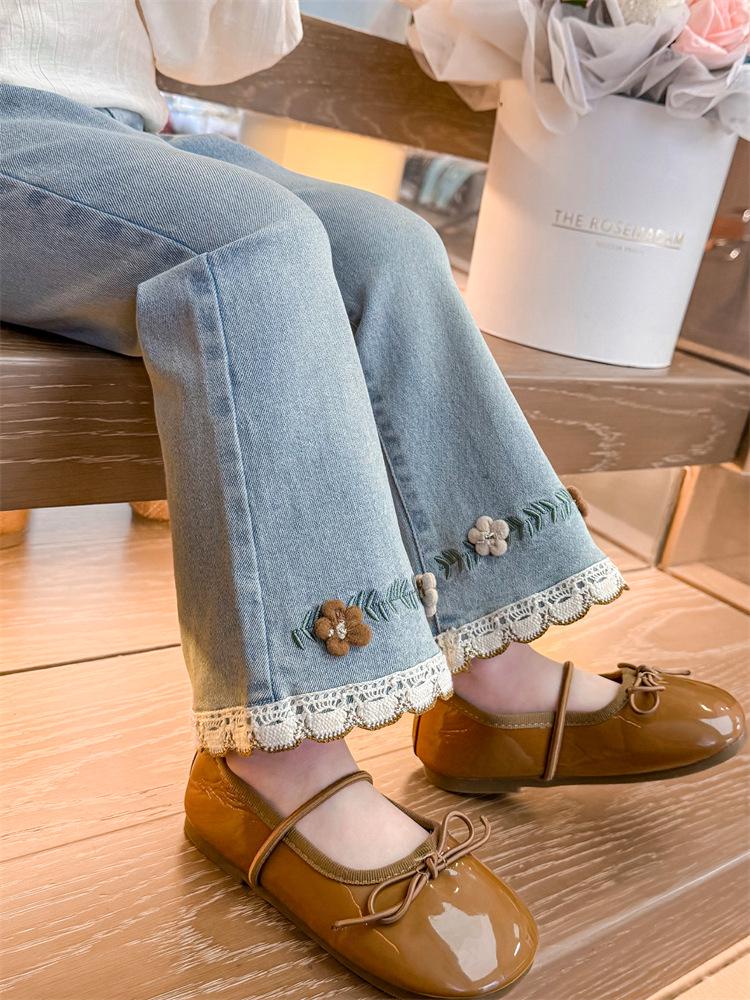 Girls' Spring & Autumn 2025 Flared Jeans: New Casual Trousers for Baby Girls