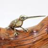 Brass Micro-Carved Kingfisher Ornament: Solid Copper Hummingbird Tea Knife with Long Beak - A Bird of Good Omen for Your Desktop.
