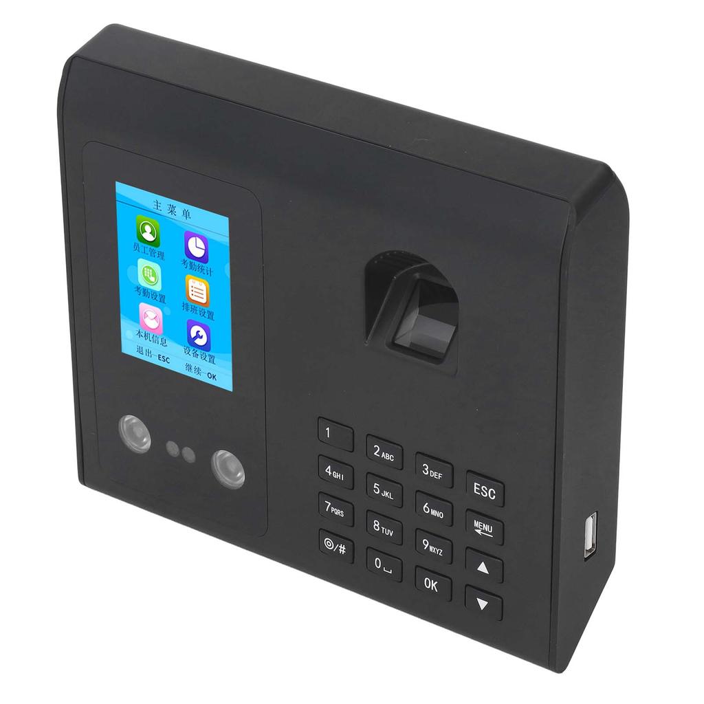 Time Attandence Machine Face Recognition Fingerprint Password Employee Time Clock 100‑240V Black US Plug