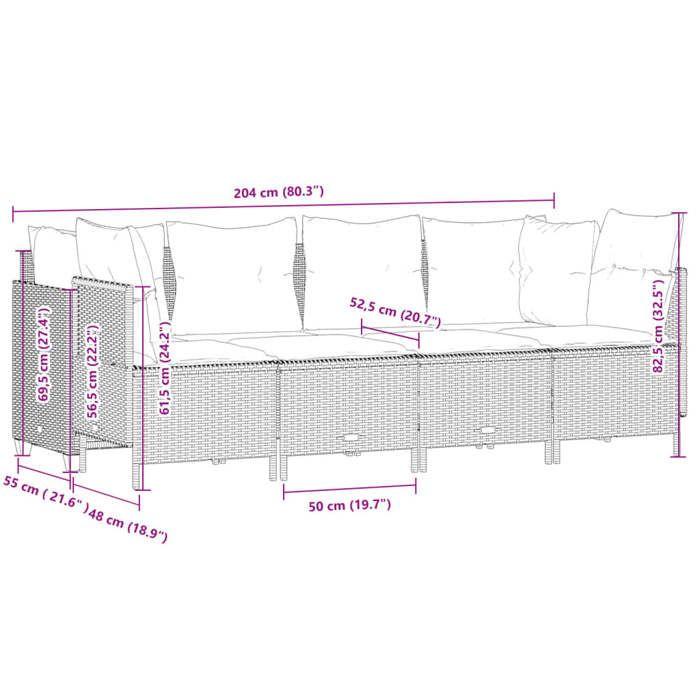 VidaXL Salon de jardin 5 pcs avec coussins noir résine tressée, ensemble de canapés d'extérieur, salon de jardin, ensemble 3261521