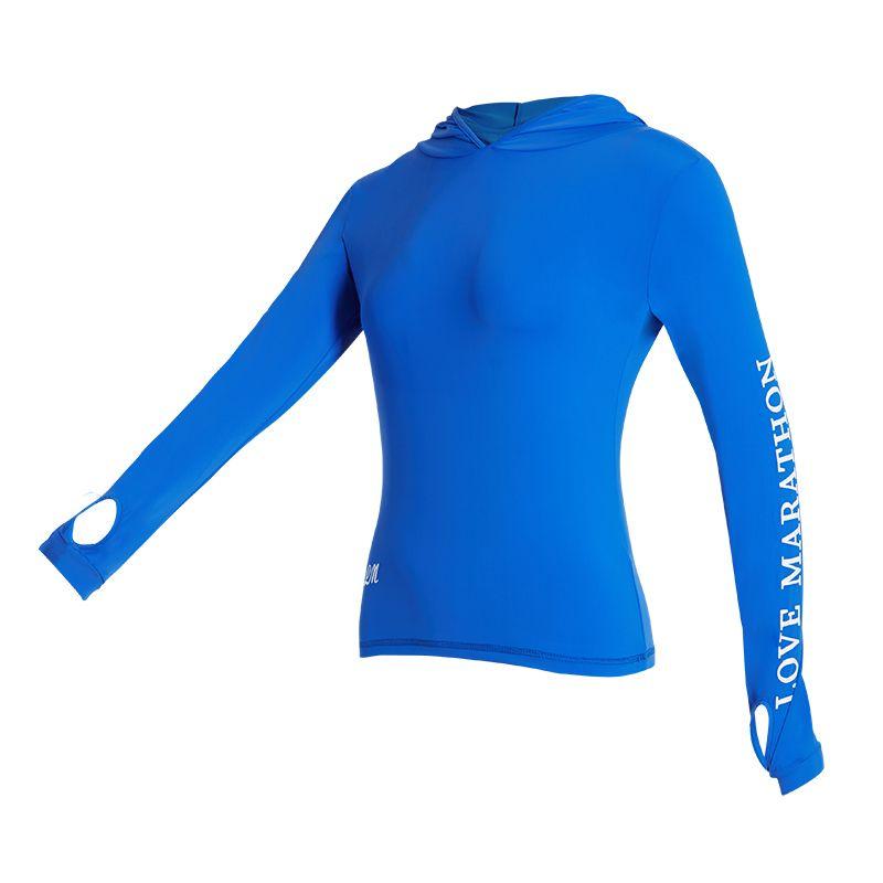 

Спортивная футболка с длинными рукавами и капюшоном, одежда для фитнеса, быстросохнущие дышащие солнцезащитные топы XXL синий