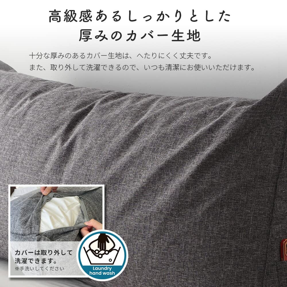 and Backrest Single Bed Triangular Watching While Backrest Large Triangular Body Pillow [Bed Mattress] Cushion, Generous, (Width 97cm), Gray,