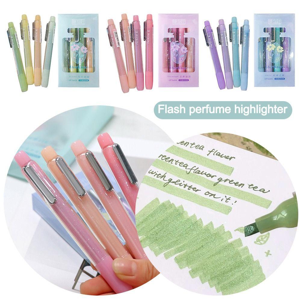4Pcs Multifunctional Color Glitter Highlighter Mark Key Points DIY Art Colorful Gel Pen Set Color Marker Pen Students