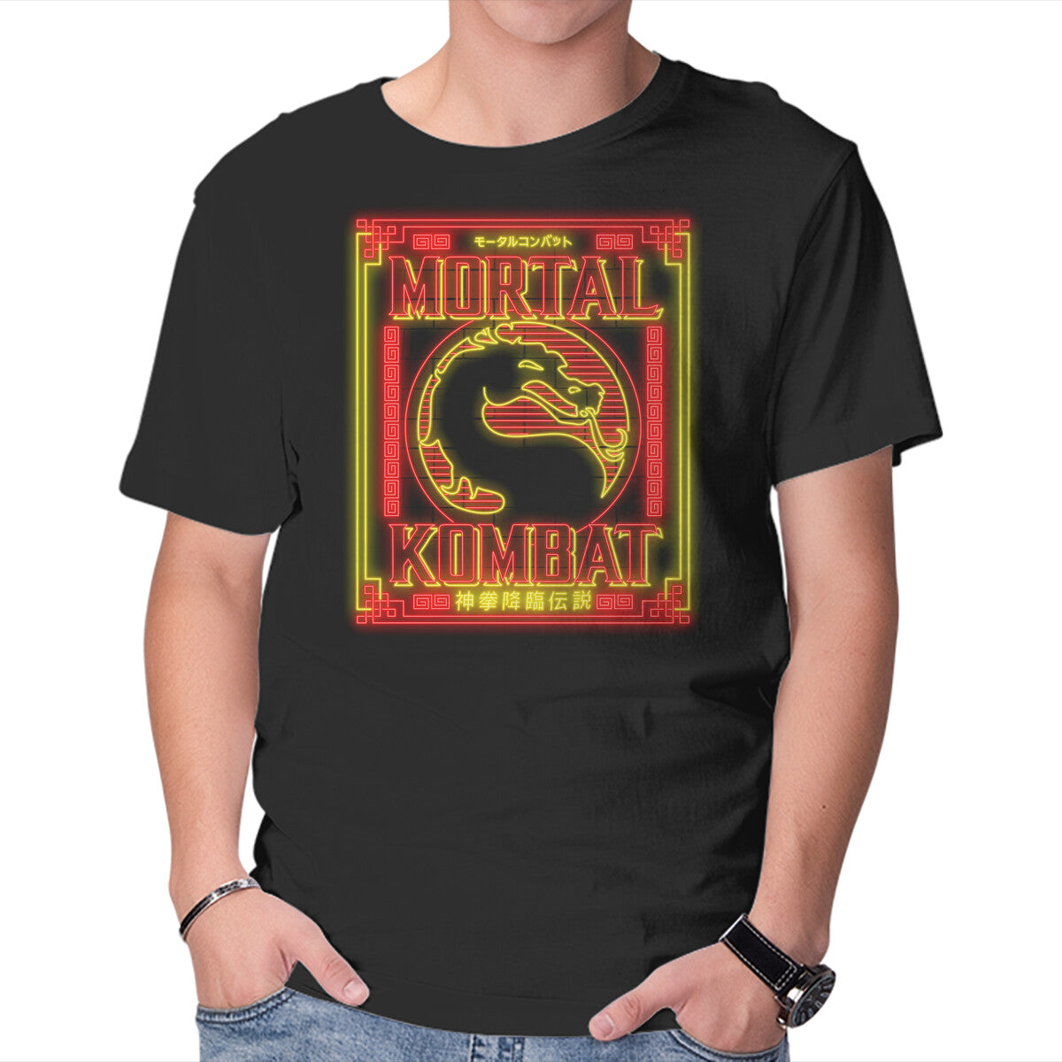 Unisex Crew Neck T-Shirt Battle Of Earthrealm Neon Graphic Short Sleeve Casual Tee M