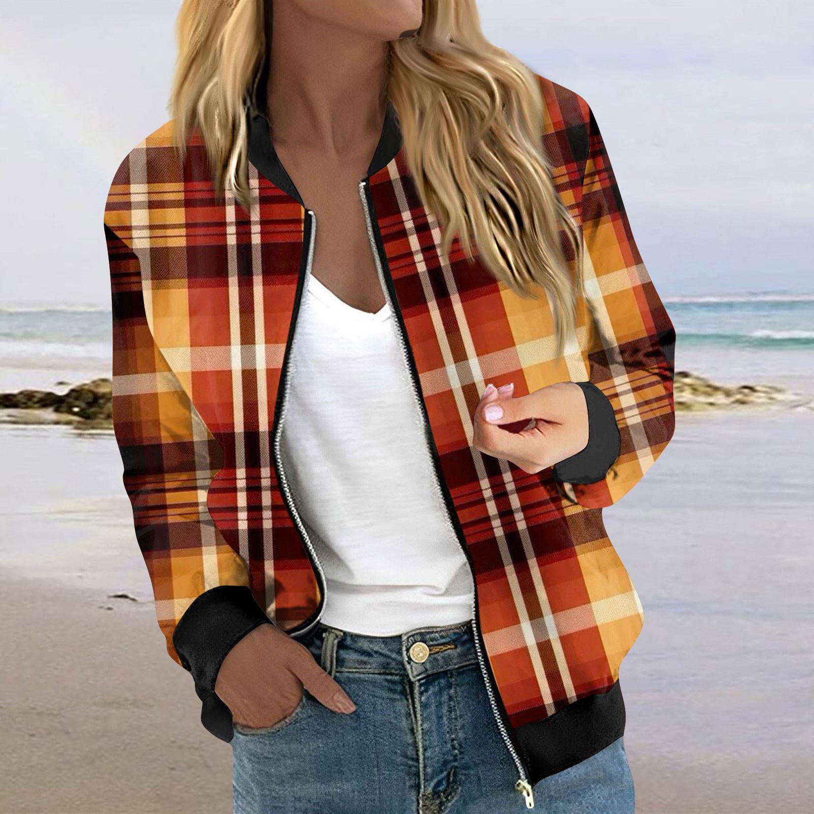 

Женская модная повседневная куртка на молнии с принтом и карманами, длинное пальто с рукавами XL жёлтый