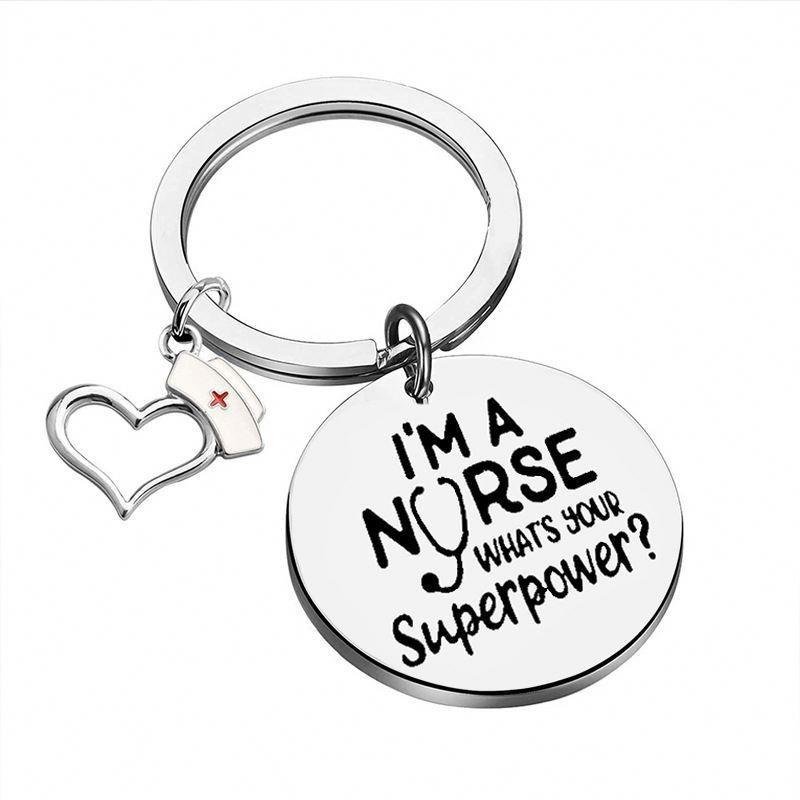Unique Stainless Steel Keychain Gift For Nurses With Customizable Nurse Cap Design