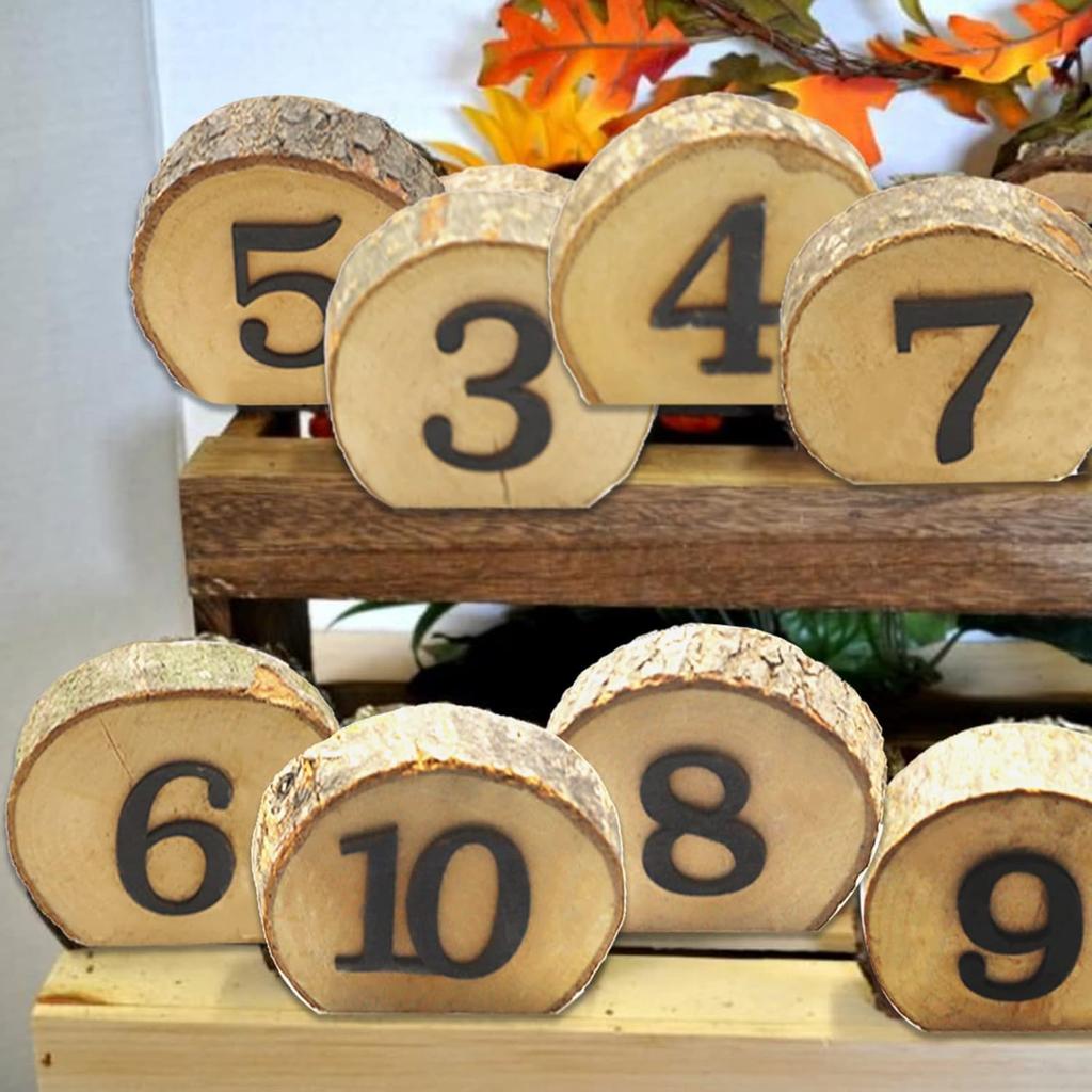 Andoer Wedding Table Number, 1-10 Wooden Table Number Rustic Party Wedding Decoration Number Blocks Professional Table Numbers For Wedding Reception