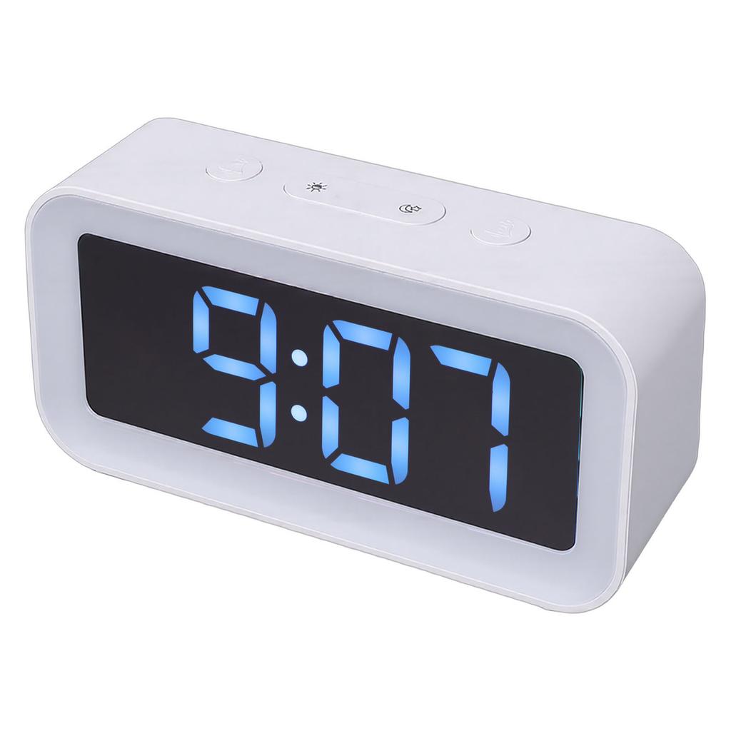 Digital Dual Clock Dimmable RGB Volume Weekday Weekend Mode 12 24Hr with Snooze Compact for Bedroom Bedside Tabletop