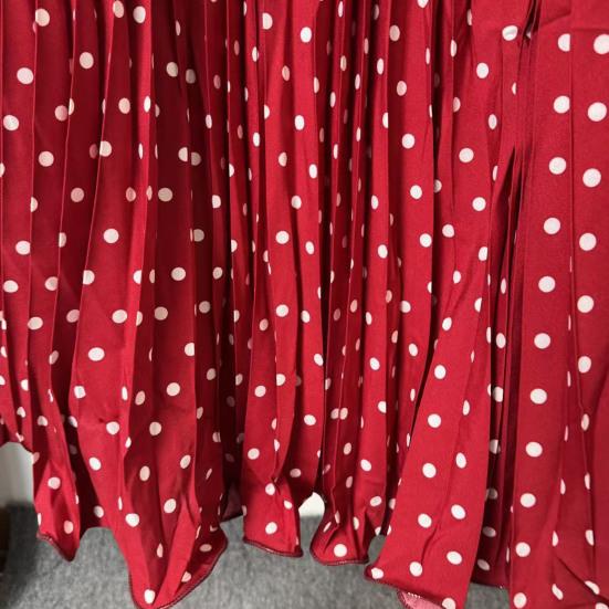 Gonna Donna Elastica Vita Alta Gonna Maxi a Linea A Modellante Ampio Fondo Stampa Pois Pieghettata Lunga per Uso Quotidiano Lavoro Tempo Libero