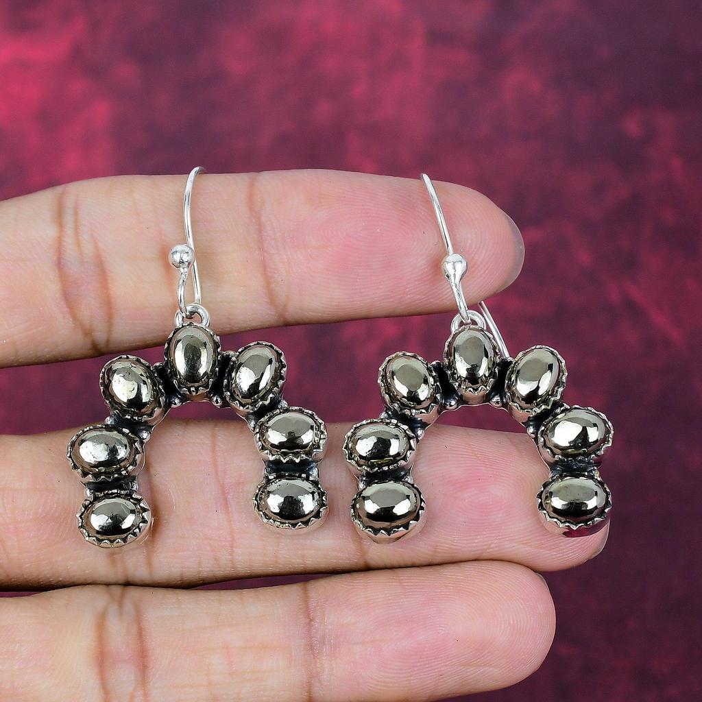 Golden Pyrite Handmade Gemstone Jewelry, 925 Solid Sterling Silver Earring Beautiful Jewelry