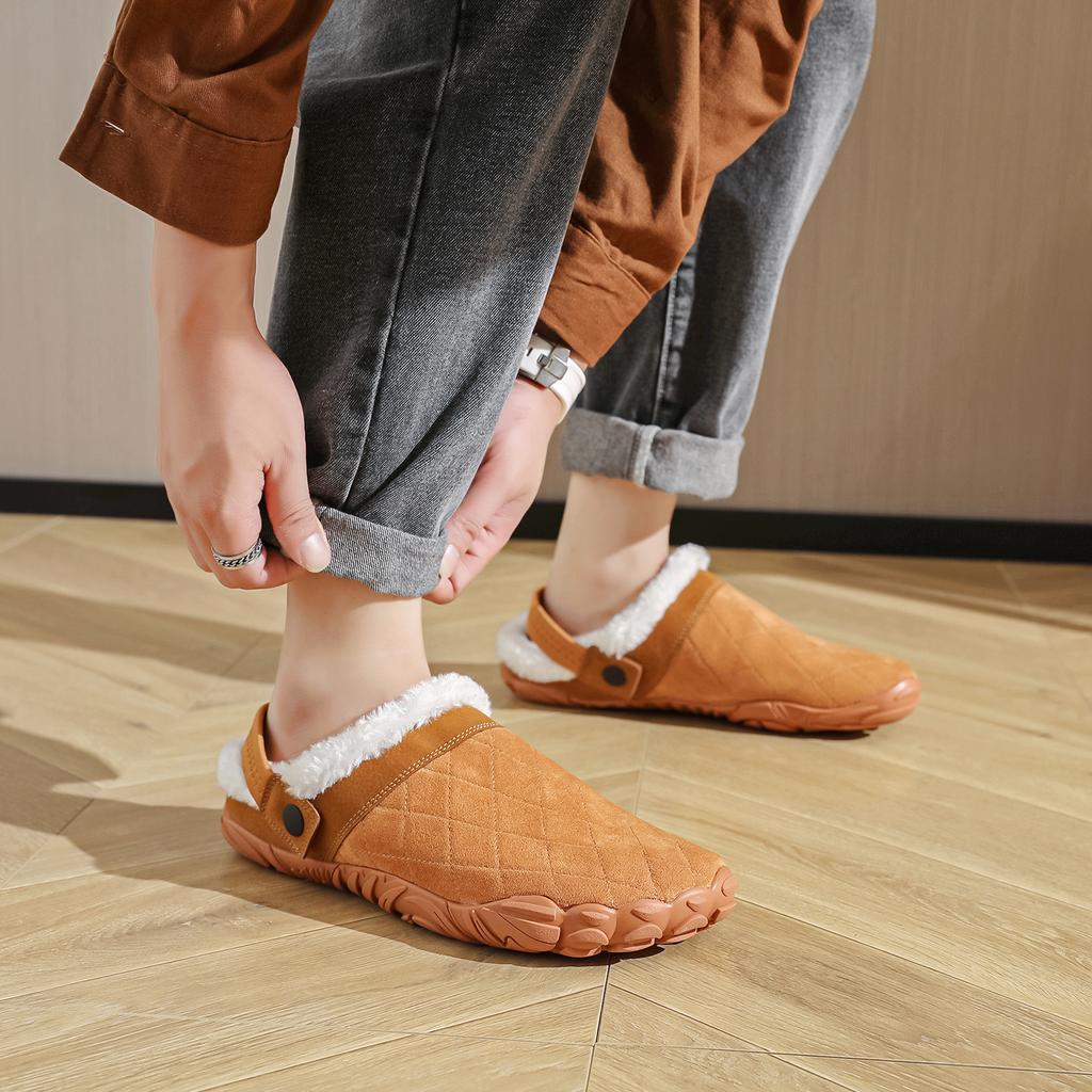 Hight Quality Chamois Leather Bedroom House Slipper Men Slippers Indoor Men's Winter Home Warm Women Unisex Outside Slipper
