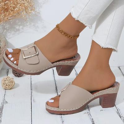 Fashion Women Slippers 2025 Summer New Fashion Soft Platform Shoes Ladies Chunky Heels Buckle Designer Slippers