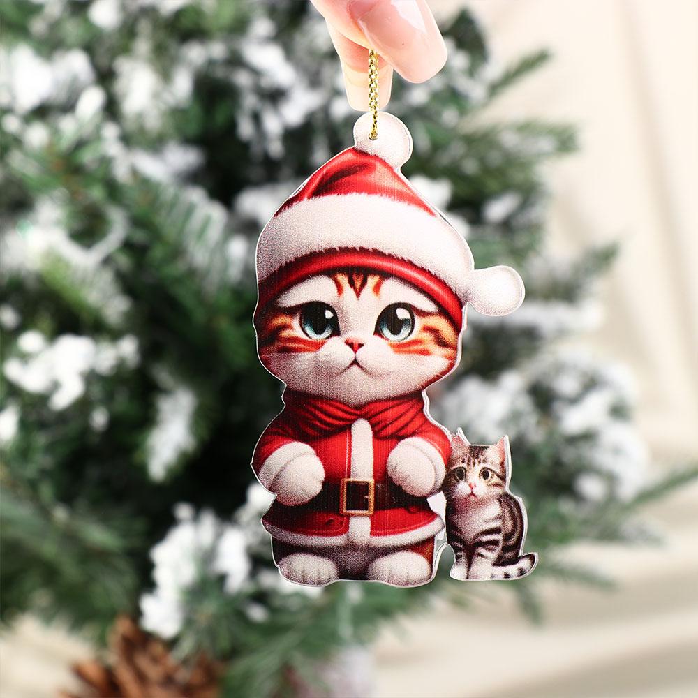 2D Christmas Tree Hanging Pendant Decorative Cat Hanging Decoration  New Year