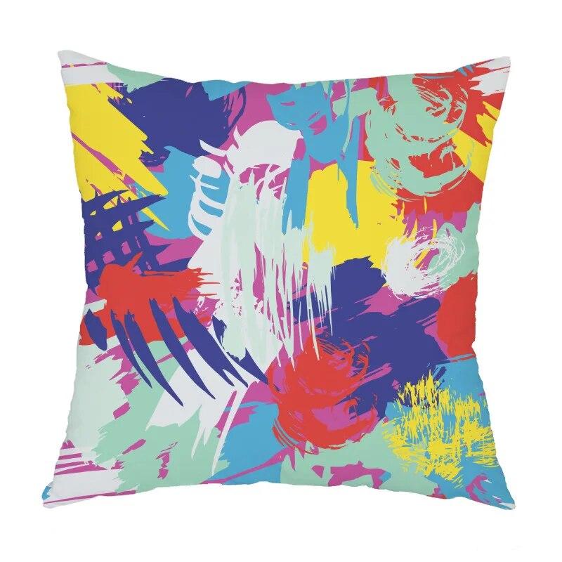 Abstract Art Geometric Pillowcase Arabic Colorful Watercolor  Bedroom Living Room Home Modern