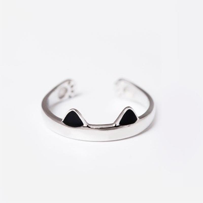 Cute Cat and Mouse Shape Open Ring for Women Antique Silver Color Modern Fashion Girls Finger Accessories Hip Hop Party Jewelry