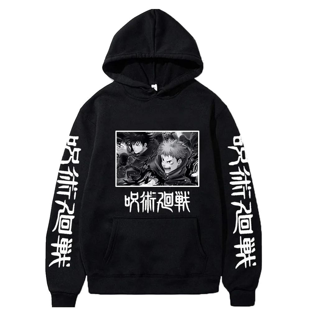 New Anime Manga Print Unisex Hoodie Sweatshirt Round Neck Full Sleeve Long-lasting Polyester Fiber Cursed Battle Animation