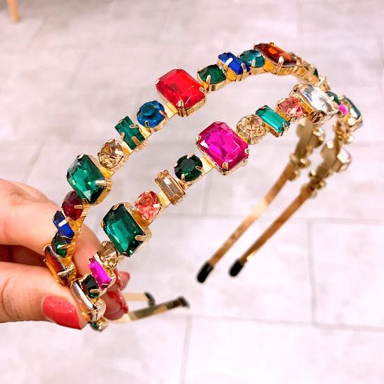 Mode Dam Flerfärgad Strass Inlagd Hårband Huvudbonad Pannband Accessoar