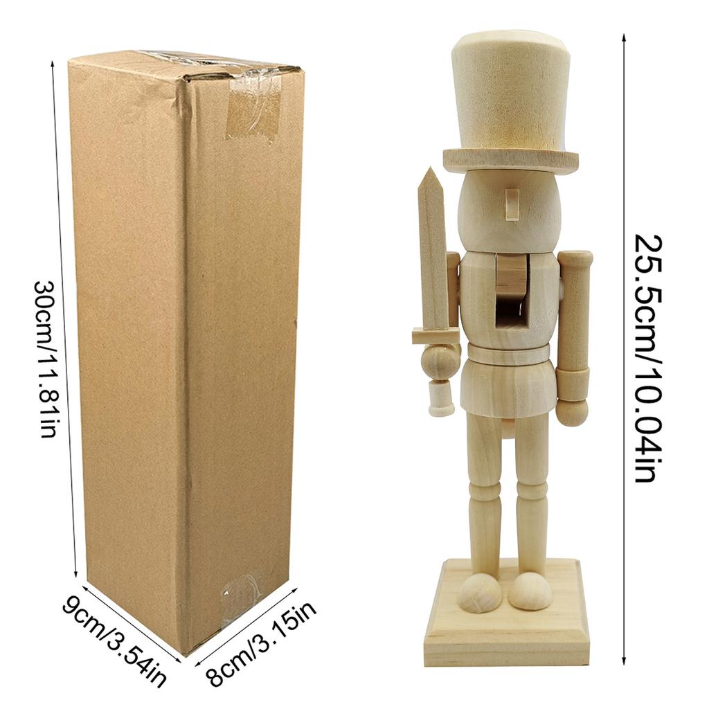 Wooden Nutcracker Unpainted Paint Your Own Nutcracker Figures Wood Nutcracker Unfinished with Paint Kit for Kids Adults All Ages