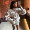 2 Piece Sets Polka Dots Print Suits Women Commute Long Sleeve Coat Female Shorts Sets Casual 2 Piece-Set Shorts Outfits 2026 Spring