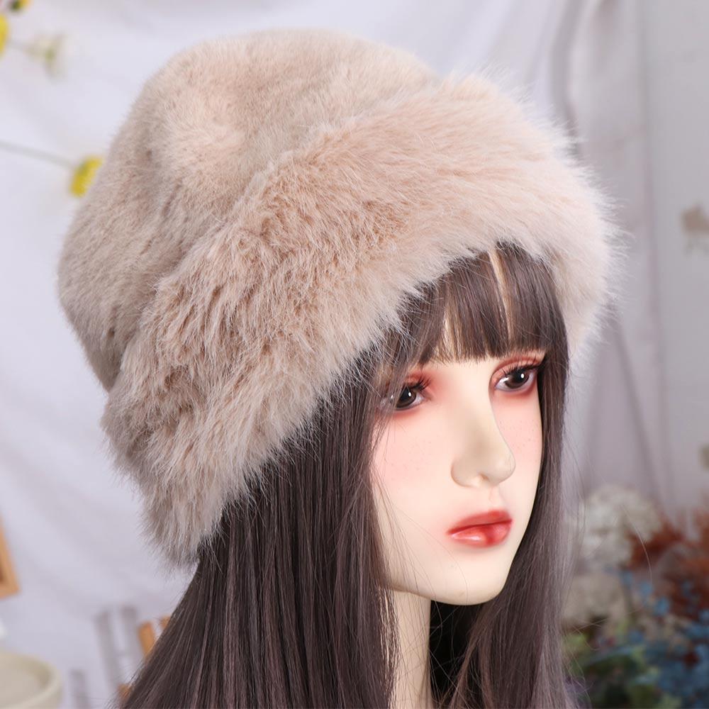 Trendy Korean Faux Fur Bucket Hat Thicken Warm Luxury Hat Outdoor Casual Winter Fluffy Hats Girls