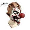 Horror Robber Cosplay Props Halloween Clown Mask, Realistic Latex Scary Mask with Blood Stained Scarred Red Nose for Haunted House Parties Costume