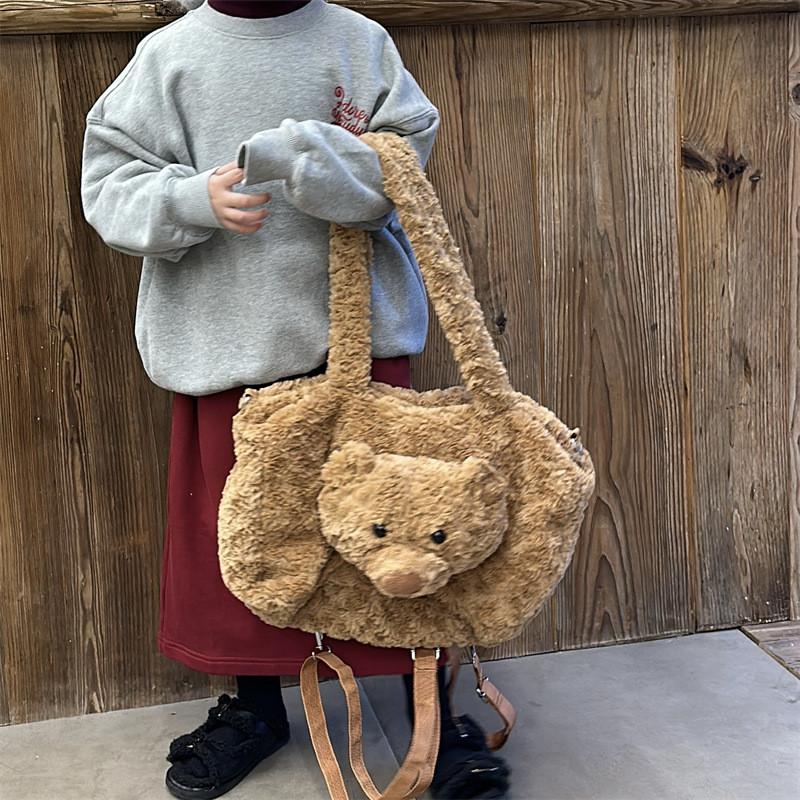 Bear Plush Cute Backpack For Kids Large Capacity Cozy Gender Neutral School Bag