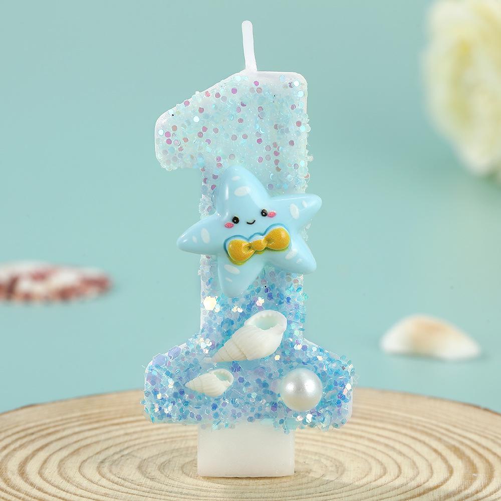 Handmade Cute Cartoon Starfish Number Birthday Party Candles