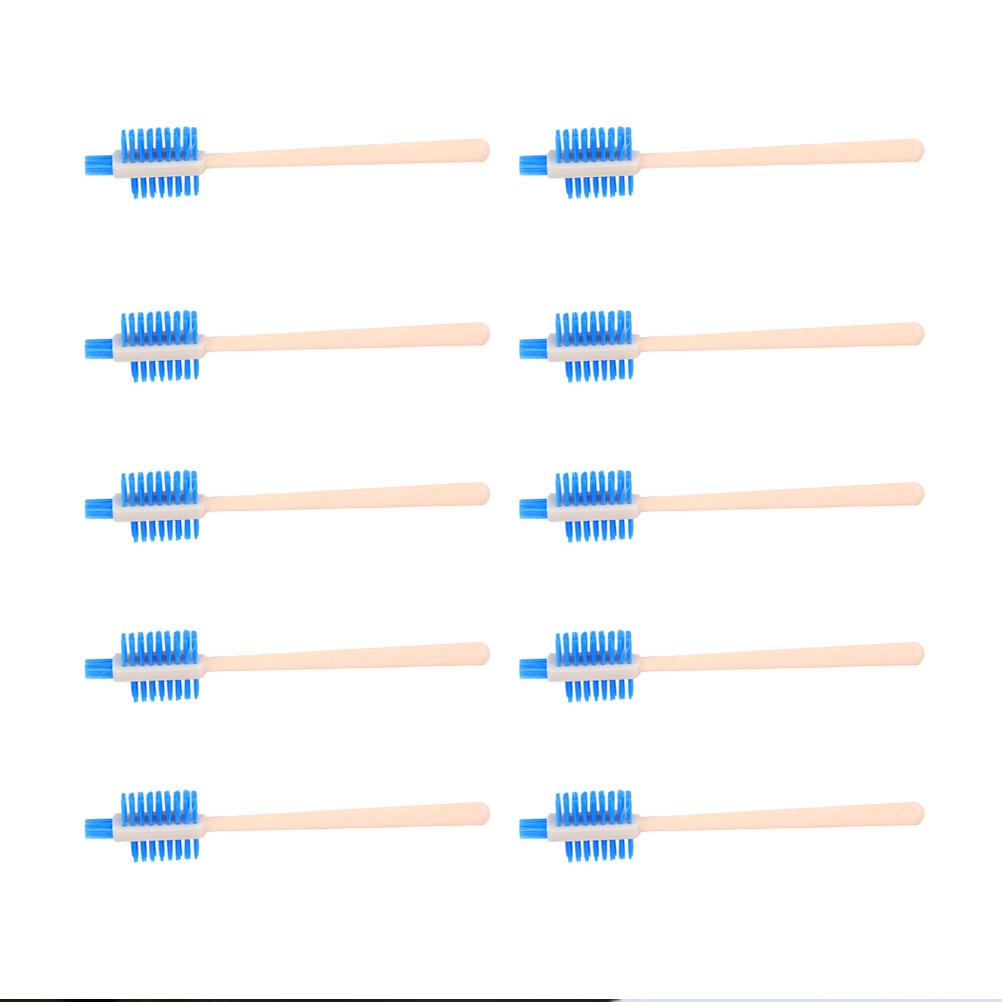 10Pcs Washable Kitchen Cleaning Brush Long Handle Triple Side Bristles for Coffee Grinder Juicer Soymilk Machine Food Processor