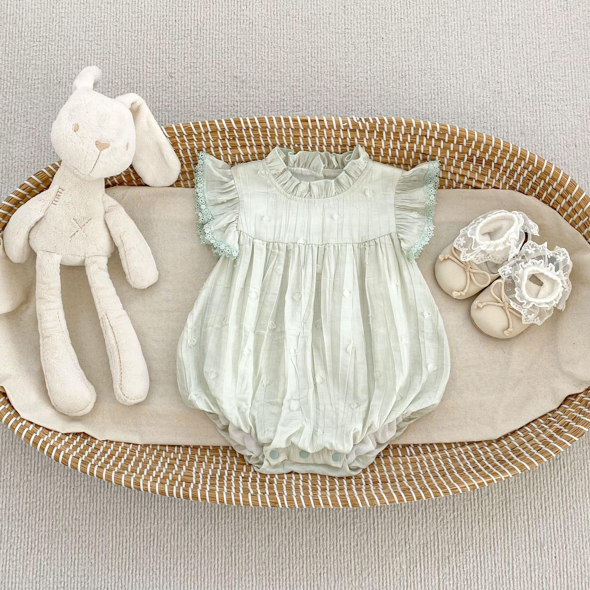 Baby Girl Summer Solid Sleeveless Romper with Stand Collar 66