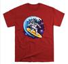 Wave Surfing in Space Mens Tracksuit Tshirt Cotton Shortsleeved Tops Crew Neck Pullover Sportswear Harajuku Retro Streetwear