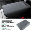 Italian Top Suede Armrest Box Protective ABS Cover Trim for Tesla Model Y Juniper 2025 2026 2027 Model 3 Highland 2024-UP