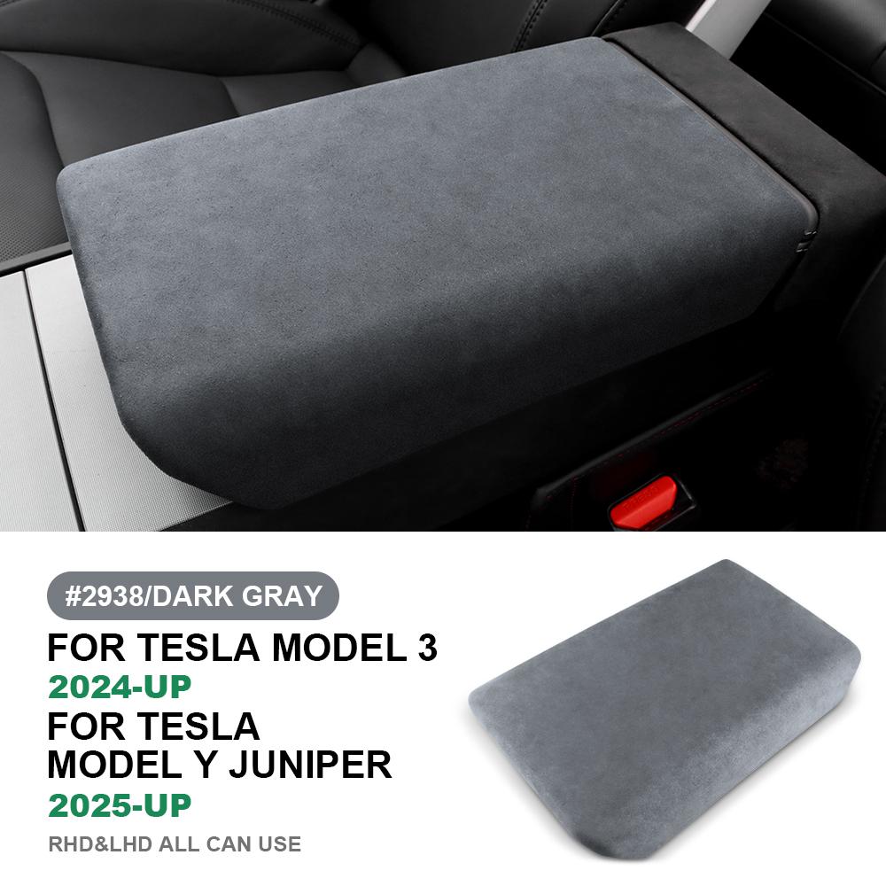 

Italian Top Suede Armrest Box Protective ABS Cover Trim for Tesla Model Y Juniper 2025 Model 3 Highland 2025-UP Arm Rest Lid
