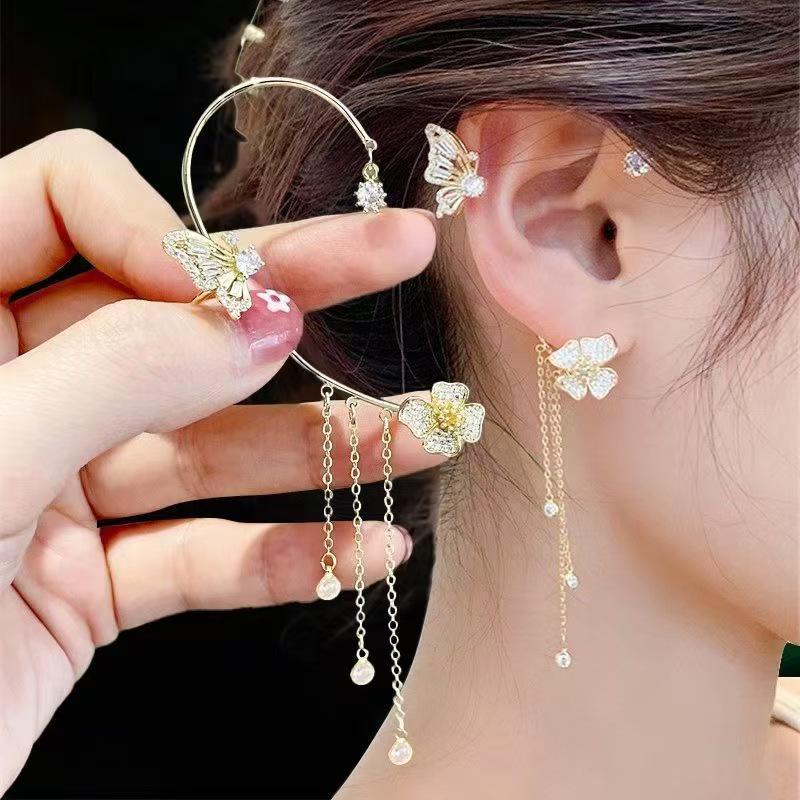 Butterfly Tassel Ear Cuff: Elegant Fairy-Style Luxury Cartilage Clip Earring