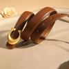 Fashion Designer Women's Belt 2.3CM Genuine Leather Belt Alphabet Gold Buckle Ultra Thin Belt For All Occasions
