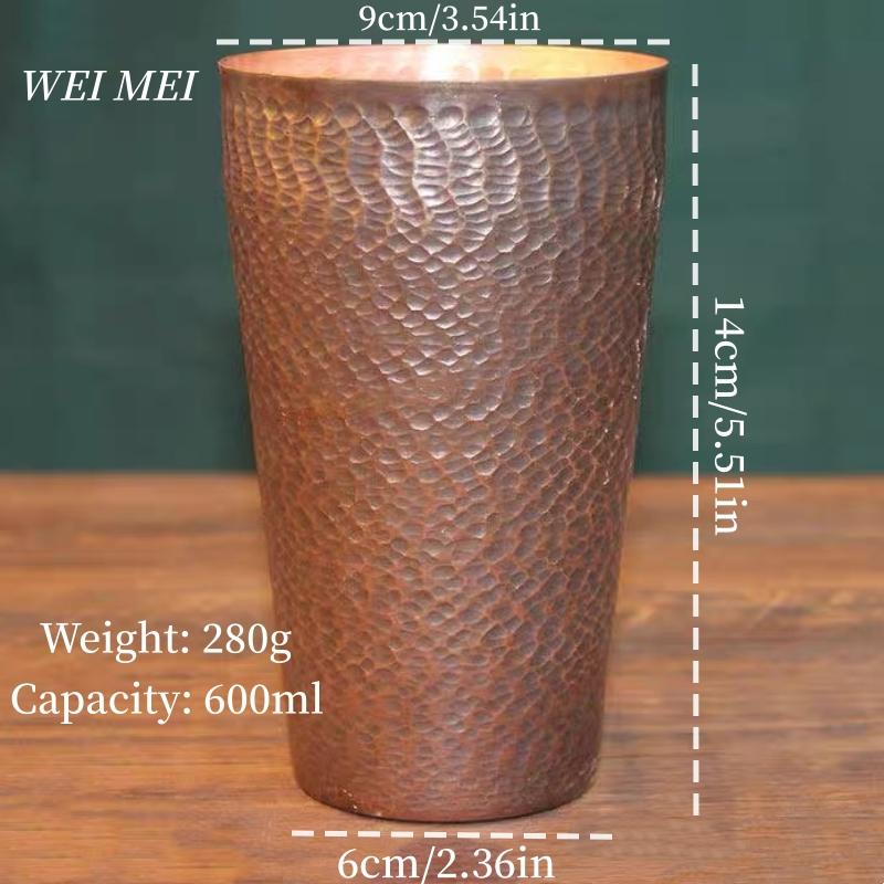 Vintage Copper Breakfast Coffee Mug,Multiple Sizes Handcrafted Hammer Texture Camping Water Mule Tea Cup,Woven Handle Tableware