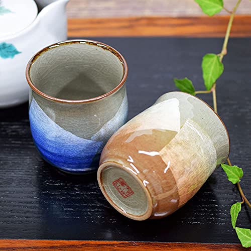 Waza no Kura Stylish Pair of Kutani Ware Teacups, Silver-Glazed Ceramic, High-Quality Japanese Tableware, Made in Japan, Perfect Gift for 60th, 70th,