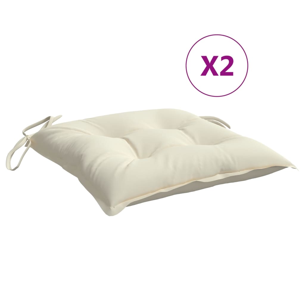 Chair Cushions 2 Pcs Cream White 40x40x7 Cm Oxford Fabric