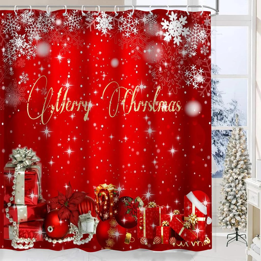 Merry Christmas Tree Bathroom Shower Curtain Waterproof fabric bathroom Curtain With 12 Hooks Sunflower Home Deco Free Ship