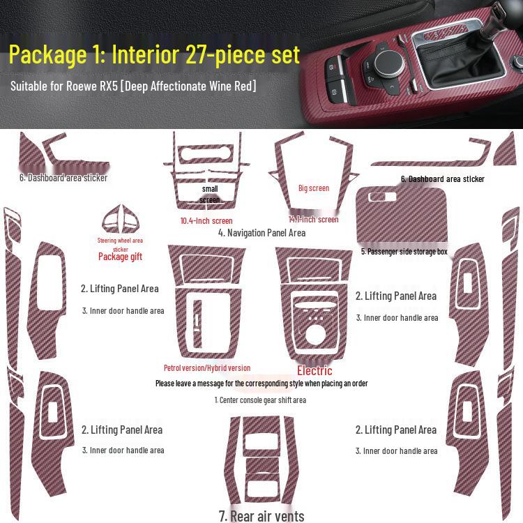 Roewe RX5 MAX Innenraum Modifikationsaufkleber: Mittelkonsole & Schalthebel Dekorfolie